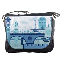 Blue City Building Fantasy Messenger Bag by Vaneshart