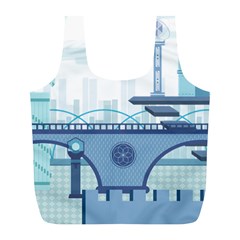 Blue City Building Fantasy Full Print Recycle Bag (l) by Vaneshart