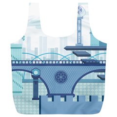 Blue City Building Fantasy Full Print Recycle Bag (xl) by Vaneshart