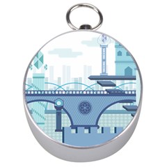 Blue City Building Fantasy Silver Compasses by Vaneshart