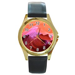 Canyon Arizona Sand Stone Round Gold Metal Watch by Vaneshart