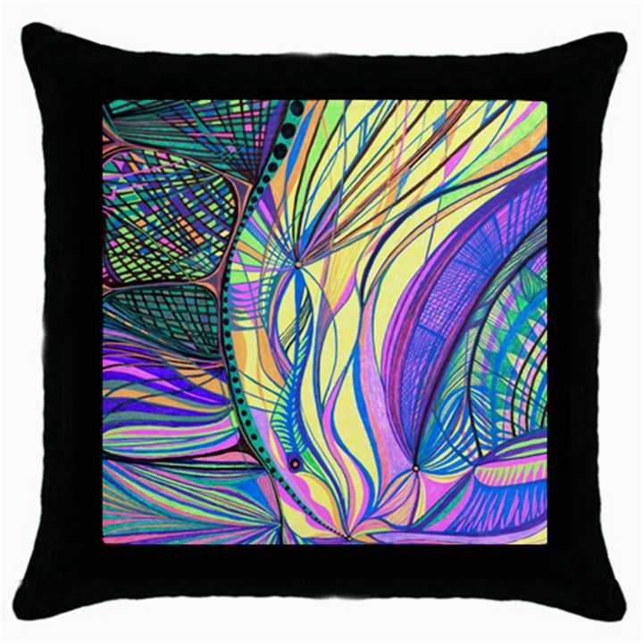 Happpy (4) Throw Pillow Case (Black)