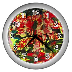 Red Country-1-2 Wall Clock (silver) by bestdesignintheworld