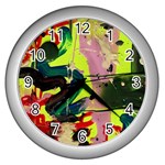 red country-1-1 Wall Clock (Silver) Front