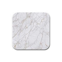 White Marble Texture Floor Background With Gold Veins Intrusions Greek Marble Print Luxuous Real Marble Rubber Square Coaster (4 Pack)  by genx