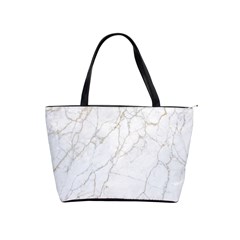 White Marble Texture Floor Background With Gold Veins Intrusions Greek Marble Print Luxuous Real Marble Classic Shoulder Handbag by genx