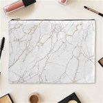 White Marble texture floor background with gold veins intrusions greek marble print luxuous real marble Cosmetic Bag (XL) Front