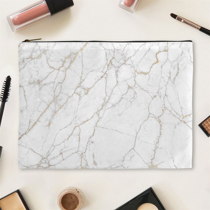 White Marble texture floor background with gold veins intrusions greek marble print luxuous real marble Cosmetic Bag (XL)