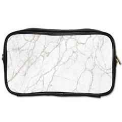 White Marble Texture Floor Background With Gold Veins Intrusions Greek Marble Print Luxuous Real Marble Toiletries Bag (two Sides) by genx