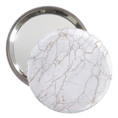 White Marble Texture Floor Background With Gold Veins Intrusions Greek Marble Print Luxuous Real Marble 3  Handbag Mirrors by genx