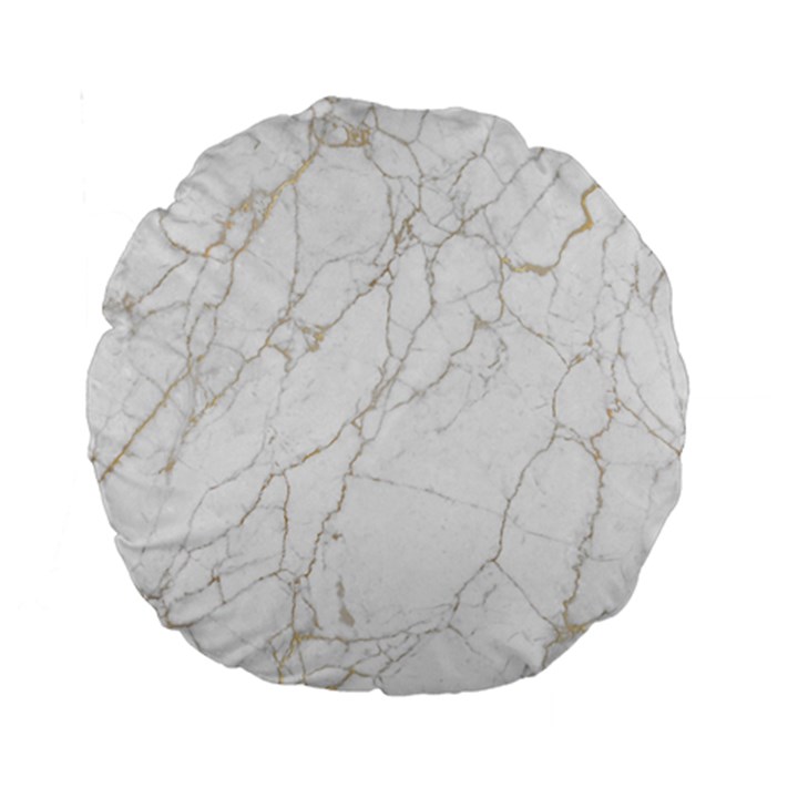 White Marble texture floor background with gold veins intrusions greek marble print luxuous real marble Standard 15  Premium Round Cushions