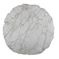 White Marble Texture Floor Background With Gold Veins Intrusions Greek Marble Print Luxuous Real Marble Large 18  Premium Round Cushions by genx