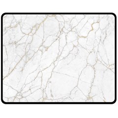 White Marble Texture Floor Background With Gold Veins Intrusions Greek Marble Print Luxuous Real Marble Double Sided Fleece Blanket (medium)  by genx