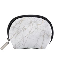 White Marble Texture Floor Background With Gold Veins Intrusions Greek Marble Print Luxuous Real Marble Accessory Pouch (small) by genx