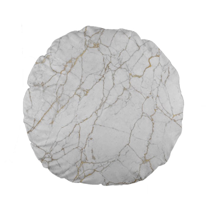 White Marble texture floor background with gold veins intrusions greek marble print luxuous real marble Standard 15  Premium Flano Round Cushions