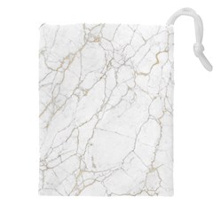 White Marble Texture Floor Background With Gold Veins Intrusions Greek Marble Print Luxuous Real Marble Drawstring Pouch (4xl) by genx