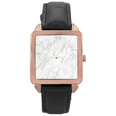 White Marble Texture Floor Background With Gold Veins Intrusions Greek Marble Print Luxuous Real Marble Rose Gold Leather Watch  by genx