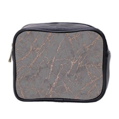 Marble Old Vintage Pinkish Gray With Bronze Veins Intrusions Texture Floor Background Print Luxuous Real Marble Mini Toiletries Bag (two Sides) by genx