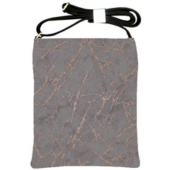 Marble Old Vintage Pinkish Gray With Bronze Veins Intrusions Texture Floor Background Print Luxuous Real Marble Shoulder Sling Bag by genx