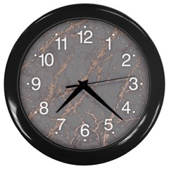 Marble Old Vintage Pinkish Gray With Bronze Veins Intrusions Texture Floor Background Print Luxuous Real Marble Wall Clock (black) by genx