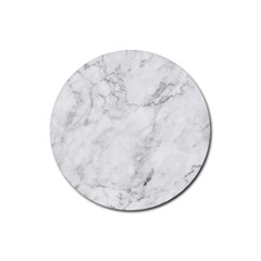 White Marble Texture Floor Background With Dark Gray Grey Texture Greek Marble Print Luxuous Real Marble Rubber Coaster (round)  by genx