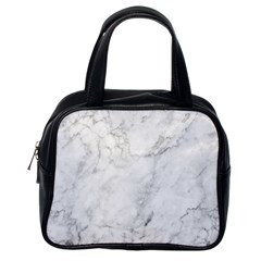 White Marble Texture Floor Background With Dark Gray Grey Texture Greek Marble Print Luxuous Real Marble Classic Handbag (one Side) by genx