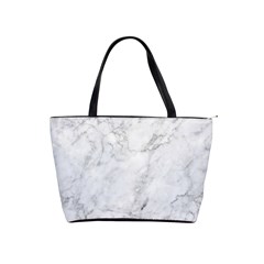 White Marble Texture Floor Background With Dark Gray Grey Texture Greek Marble Print Luxuous Real Marble Classic Shoulder Handbag by genx