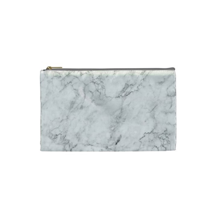 White Marble texture floor background with dark gray grey texture greek marble print luxuous real marble Cosmetic Bag (Small)