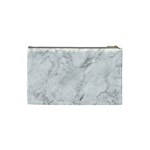 White Marble texture floor background with dark gray grey texture greek marble print luxuous real marble Cosmetic Bag (Small) Back