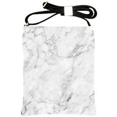 White Marble Texture Floor Background With Dark Gray Grey Texture Greek Marble Print Luxuous Real Marble Shoulder Sling Bag by genx