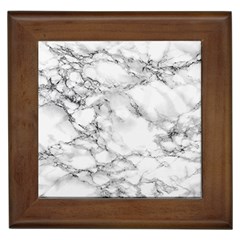 White Marble Texture Floor Background With Black Veins Texture Greek Marble Print Luxuous Real Marble Framed Tile by genx