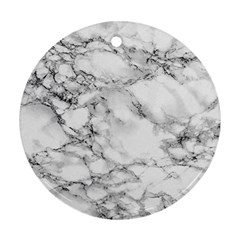 White Marble Texture Floor Background With Black Veins Texture Greek Marble Print Luxuous Real Marble Ornament (round) by genx