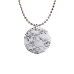 White Marble Texture Floor Background With Black Veins Texture Greek Marble Print Luxuous Real Marble 1  Button Necklace by genx