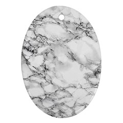 White Marble Texture Floor Background With Black Veins Texture Greek Marble Print Luxuous Real Marble Oval Ornament (two Sides) by genx