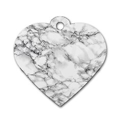 White Marble Texture Floor Background With Black Veins Texture Greek Marble Print Luxuous Real Marble Dog Tag Heart (one Side) by genx