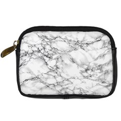 White Marble Texture Floor Background With Black Veins Texture Greek Marble Print Luxuous Real Marble Digital Camera Leather Case by genx