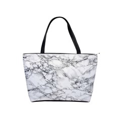 White Marble Texture Floor Background With Black Veins Texture Greek Marble Print Luxuous Real Marble Classic Shoulder Handbag by genx