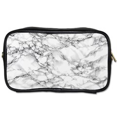 White Marble Texture Floor Background With Black Veins Texture Greek Marble Print Luxuous Real Marble Toiletries Bag (one Side) by genx