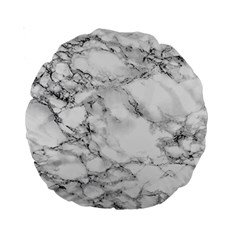 White Marble Texture Floor Background With Black Veins Texture Greek Marble Print Luxuous Real Marble Standard 15  Premium Round Cushions by genx