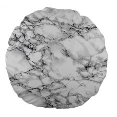 White Marble Texture Floor Background With Black Veins Texture Greek Marble Print Luxuous Real Marble Large 18  Premium Flano Round Cushions by genx