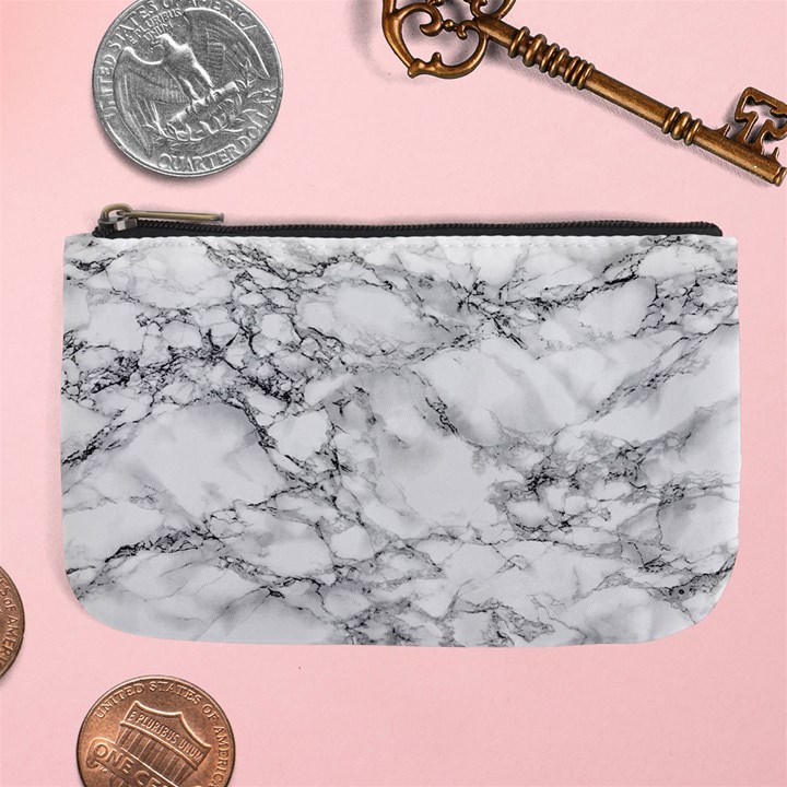 White Marble texture floor background with black veins texture greek marble print luxuous real marble Large Coin Purse