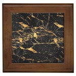 Black Marble texture with gold veins floor background print luxuous real marble Framed Tile Front