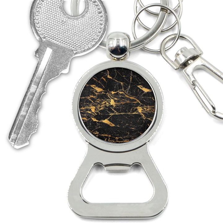 Black Marble texture with gold veins floor background print luxuous real marble Bottle Opener Key Chain