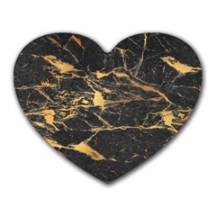 Black Marble Texture With Gold Veins Floor Background Print Luxuous Real Marble Heart Mousepads by genx