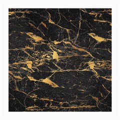 Black Marble Texture With Gold Veins Floor Background Print Luxuous Real Marble Medium Glasses Cloth by genx