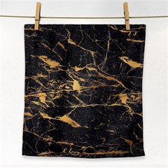 Black Marble Texture With Gold Veins Floor Background Print Luxuous Real Marble Face Towel by genx