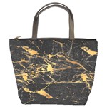 Black Marble texture with gold veins floor background print luxuous real marble Bucket Bag Front