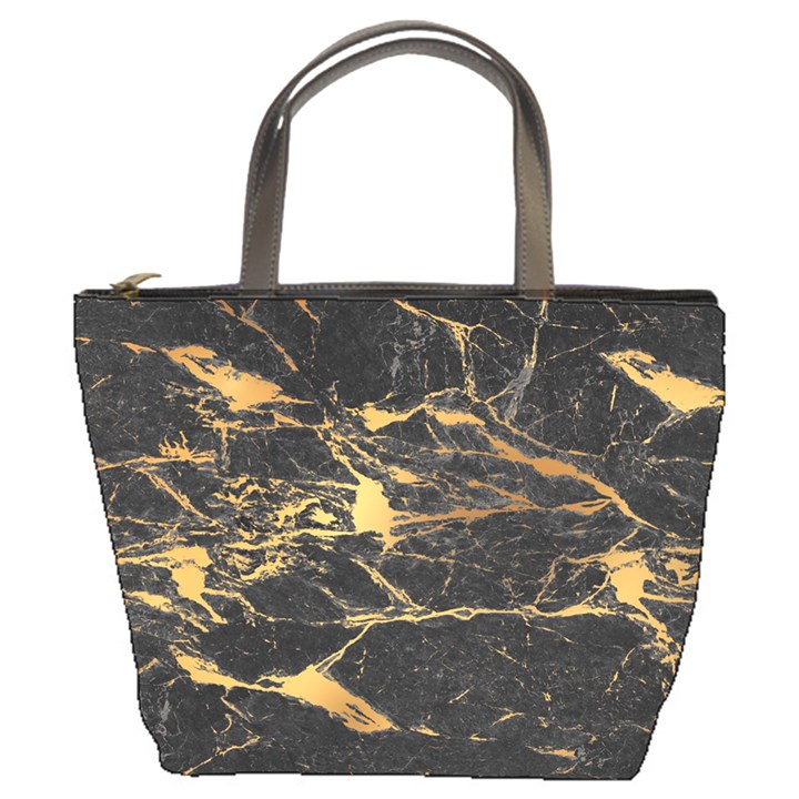 Black Marble texture with gold veins floor background print luxuous real marble Bucket Bag