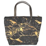 Black Marble texture with gold veins floor background print luxuous real marble Bucket Bag Back