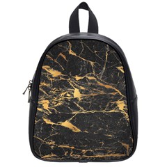 Black Marble Texture With Gold Veins Floor Background Print Luxuous Real Marble School Bag (small) by genx